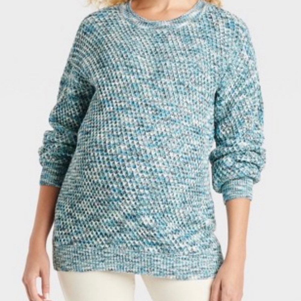 Isabel Maternity Textured Crew Neck Pullover Sweater Size L
